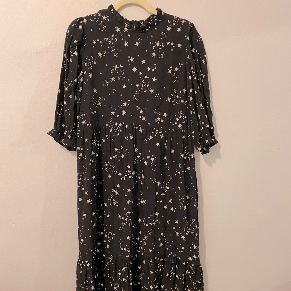 Starry Black Midi Dress